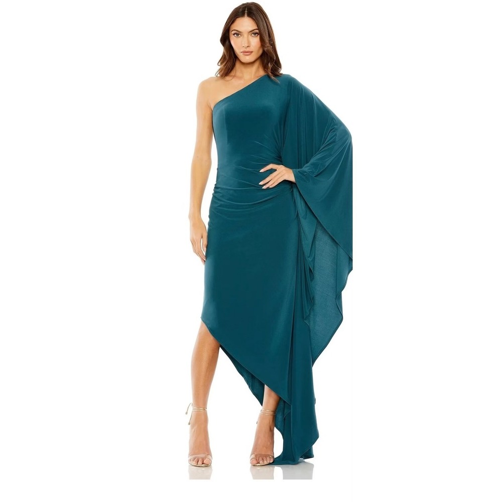 NWT Mac Duggal One Shoulder Cape Sleeve Dress / Size S / MSRP $298